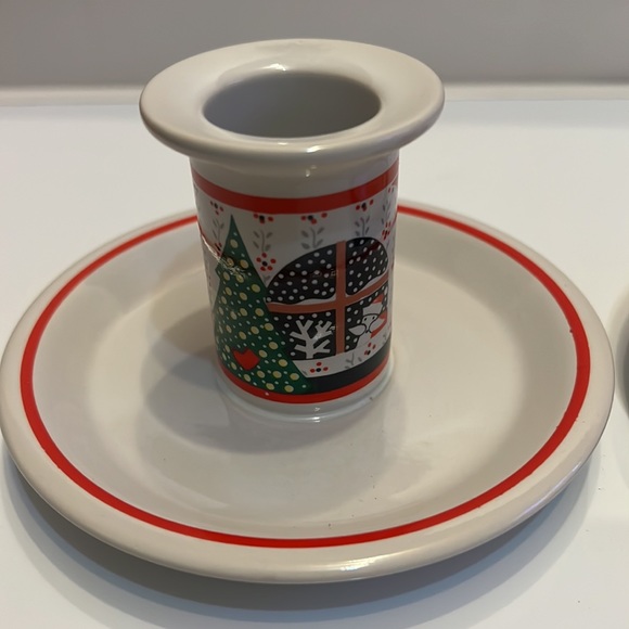 Spode Christmas Tree Candle Stand Pair - Picture 3 of 3